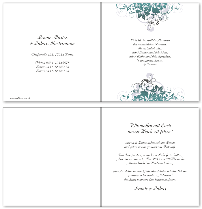  Einladungskarten Hochzeit, Hochzeitseinladungen, Hochzeitskarten, Einladungen f&uuml;r Hochzeit