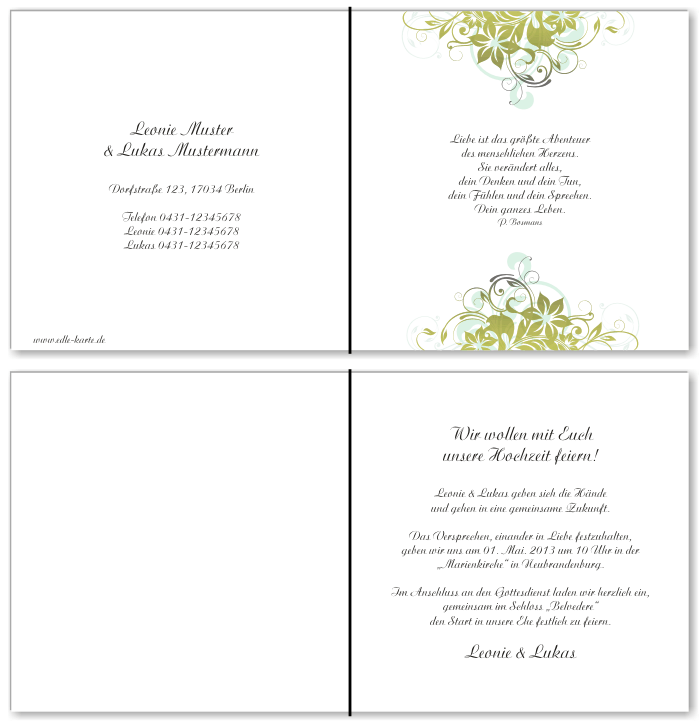  Einladungskarten Hochzeit, Hochzeitseinladungen, Hochzeitskarten, Einladungen f&uuml;r Hochzeit