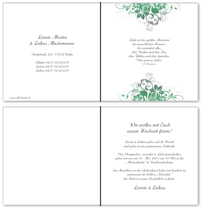  Einladungskarten Hochzeit, Hochzeitseinladungen, Hochzeitskarten, Einladungen f&uuml;r Hochzeit