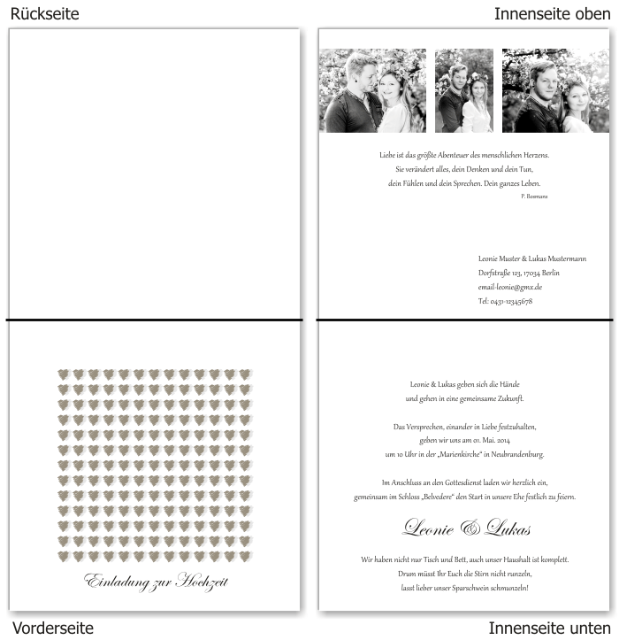  Einladungskarten Hochzeit, Hochzeitseinladungen, Hochzeitskarten, Einladungen f&uuml;r Hochzeit