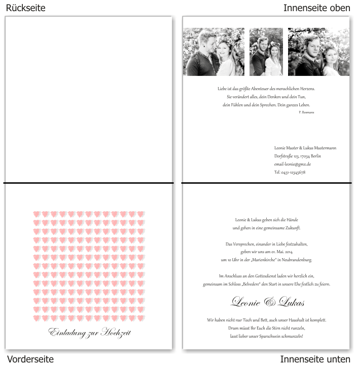  Einladungskarten Hochzeit, Hochzeitseinladungen, Hochzeitskarten, Einladungen f&uuml;r Hochzeit