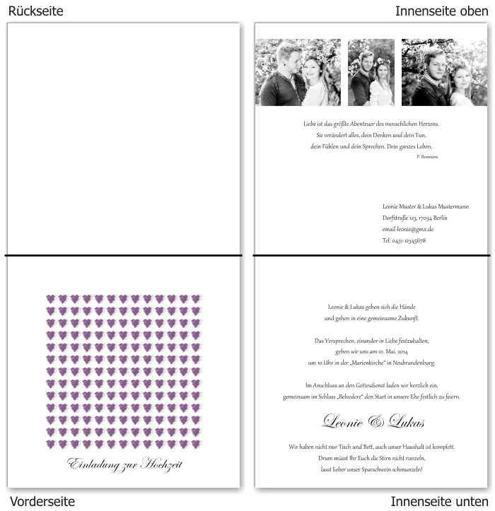  Einladungskarten Hochzeit, Hochzeitseinladungen, Hochzeitskarten, Einladungen f&uuml;r Hochzeit