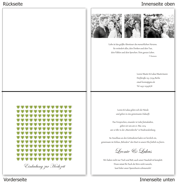  Einladungskarten Hochzeit, Hochzeitseinladungen, Hochzeitskarten, Einladungen f&uuml;r Hochzeit