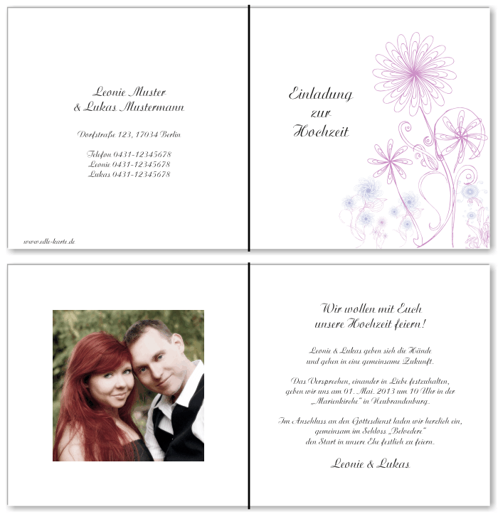  Einladungskarten Hochzeit, Hochzeitseinladungen, Hochzeitskarten, Einladungen f&uuml;r Hochzeit