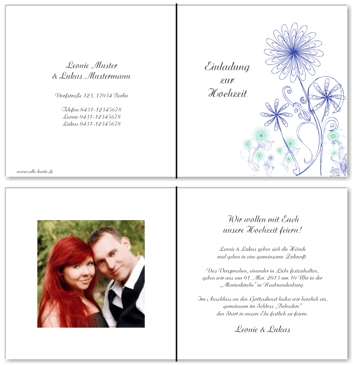  Einladungskarten Hochzeit, Hochzeitseinladungen, Hochzeitskarten, Einladungen f&uuml;r Hochzeit