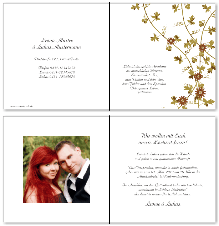  Einladungskarten Hochzeit, Hochzeitseinladungen, Hochzeitskarten, Einladungen f&uuml;r Hochzeit