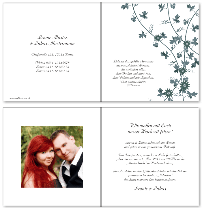  Einladungskarten Hochzeit, Hochzeitseinladungen, Hochzeitskarten, Einladungen f&uuml;r Hochzeit