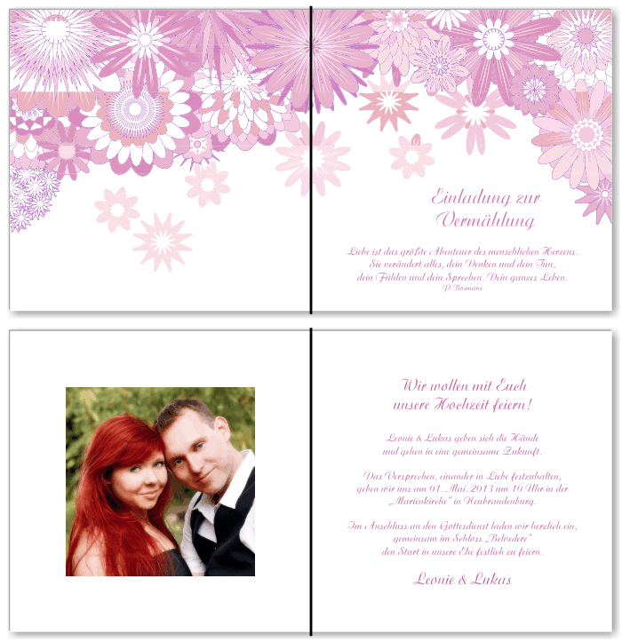  Einladungskarten Hochzeit, Hochzeitseinladungen, Hochzeitskarten, Einladungen f&uuml;r Hochzeit