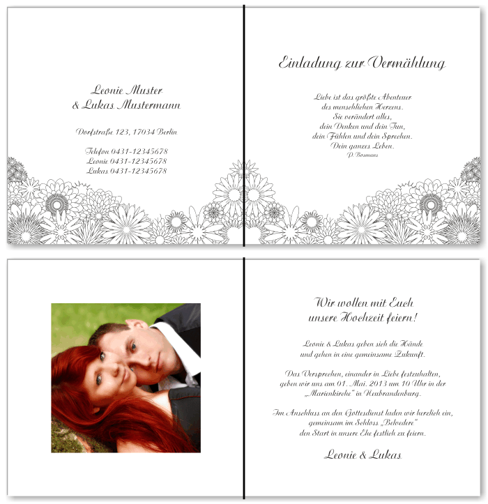  Einladungskarten Hochzeit, Hochzeitseinladungen, Hochzeitskarten, Einladungen f&uuml;r Hochzeit