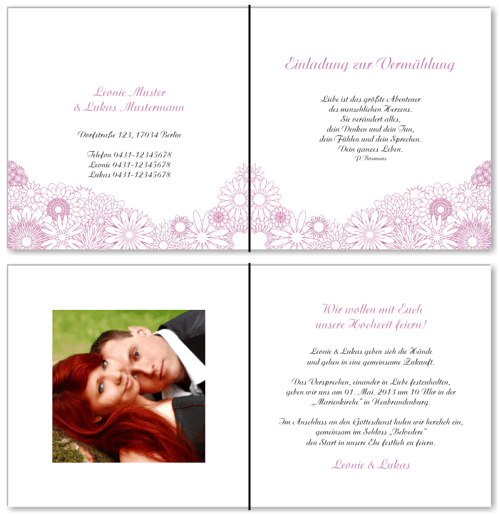  Einladungskarten Hochzeit, Hochzeitseinladungen, Hochzeitskarten, Einladungen f&uuml;r Hochzeit