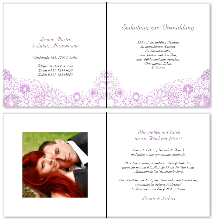  Einladungskarten Hochzeit, Hochzeitseinladungen, Hochzeitskarten, Einladungen f&uuml;r Hochzeit