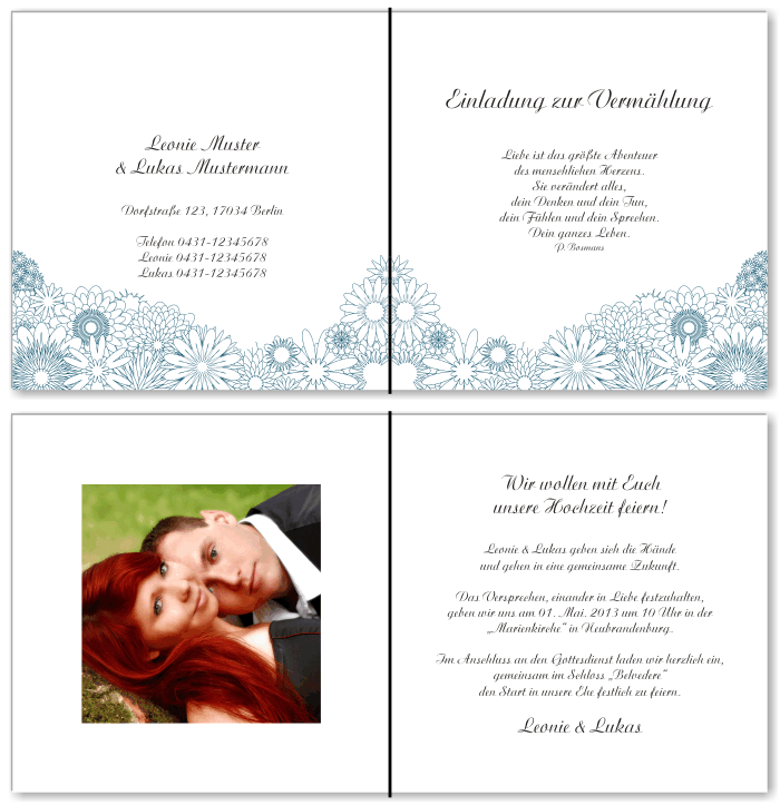  Einladungskarten Hochzeit, Hochzeitseinladungen, Hochzeitskarten, Einladungen f&uuml;r Hochzeit