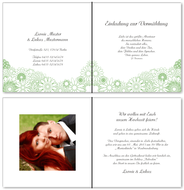  Einladungskarten Hochzeit, Hochzeitseinladungen, Hochzeitskarten, Einladungen f&uuml;r Hochzeit