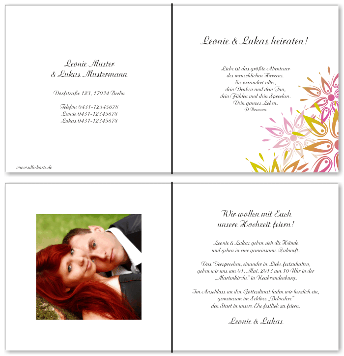  Einladungskarten Hochzeit, Hochzeitseinladungen, Hochzeitskarten, Einladungen f&uuml;r Hochzeit