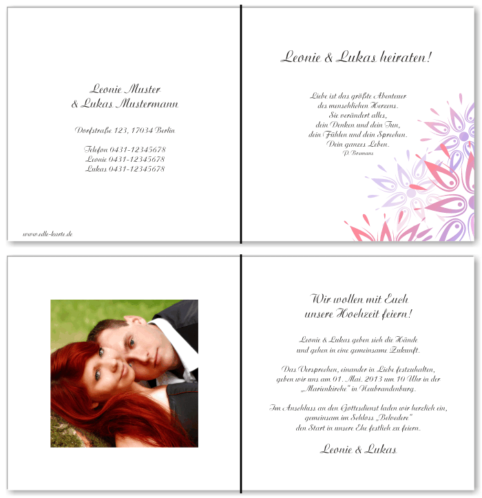  Einladungskarten Hochzeit, Hochzeitseinladungen, Hochzeitskarten, Einladungen f&uuml;r Hochzeit