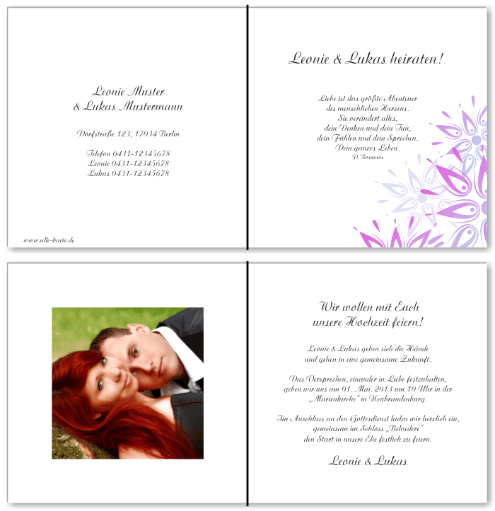  Einladungskarten Hochzeit, Hochzeitseinladungen, Hochzeitskarten, Einladungen f&uuml;r Hochzeit