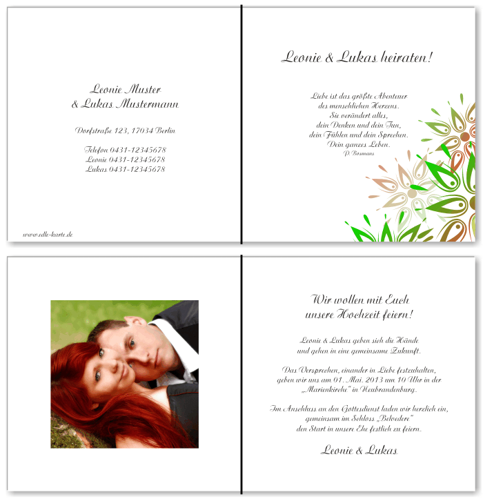  Einladungskarten Hochzeit, Hochzeitseinladungen, Hochzeitskarten, Einladungen f&uuml;r Hochzeit