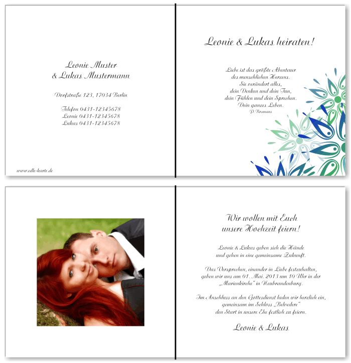  Einladungskarten Hochzeit, Hochzeitseinladungen, Hochzeitskarten, Einladungen f&uuml;r Hochzeit