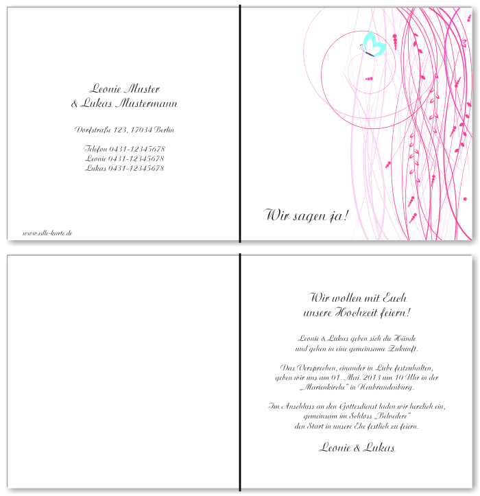  Einladungskarten Hochzeit, Hochzeitseinladungen, Hochzeitskarten, Einladungen f&uuml;r Hochzeit