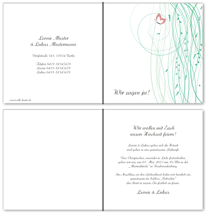  Einladungskarten Hochzeit, Hochzeitseinladungen, Hochzeitskarten, Einladungen f&uuml;r Hochzeit