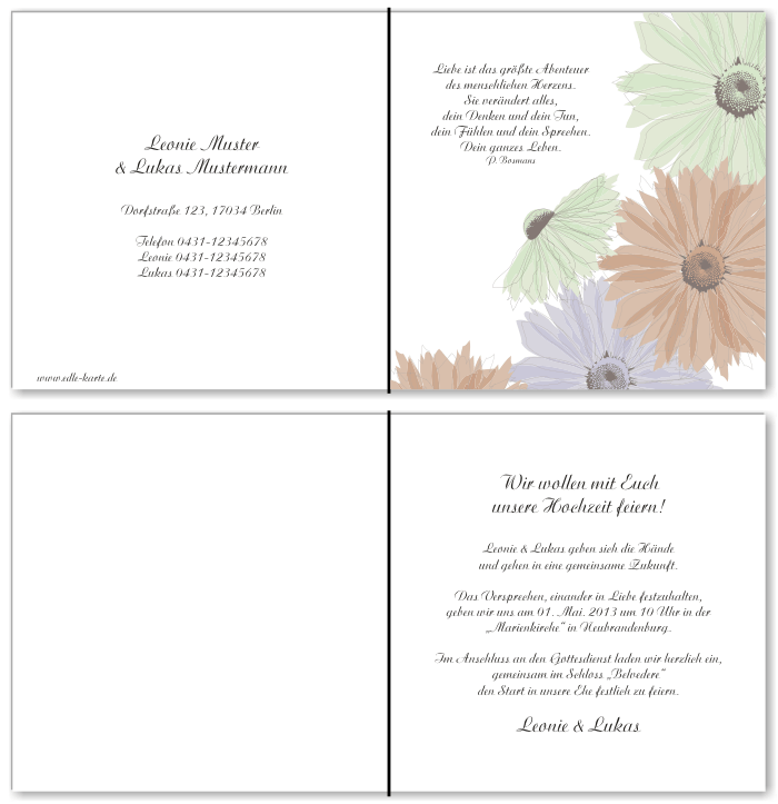  Einladungskarten Hochzeit, Hochzeitseinladungen, Hochzeitskarten, Einladungen f&uuml;r Hochzeit