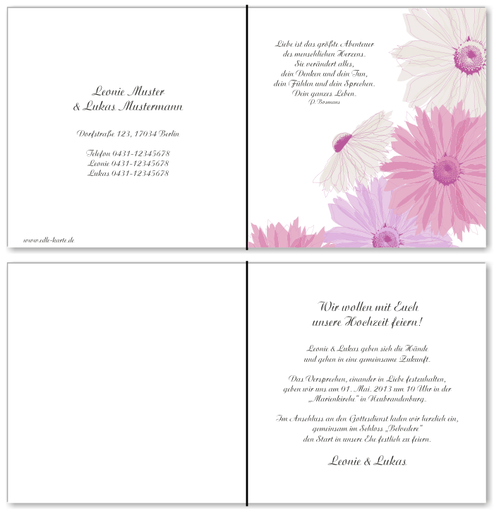  Einladungskarten Hochzeit, Hochzeitseinladungen, Hochzeitskarten, Einladungen f&uuml;r Hochzeit