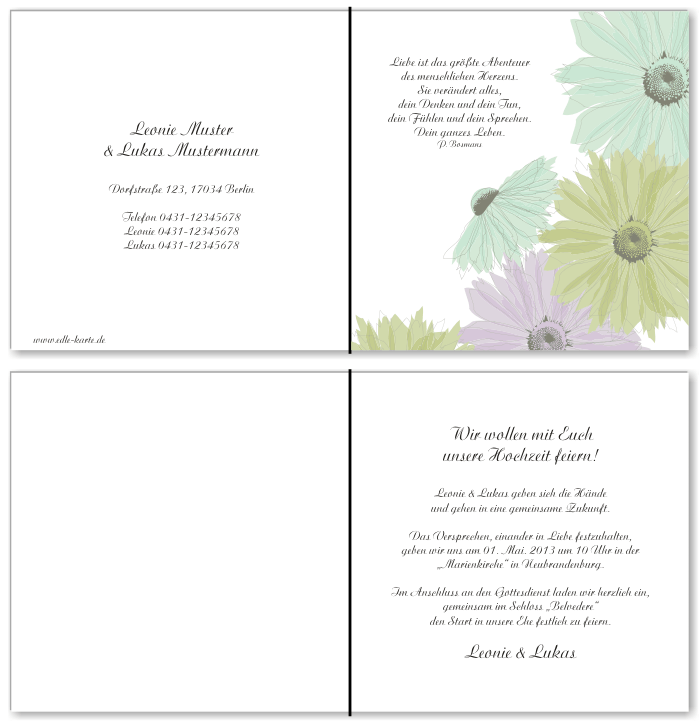  Einladungskarten Hochzeit, Hochzeitseinladungen, Hochzeitskarten, Einladungen f&uuml;r Hochzeit