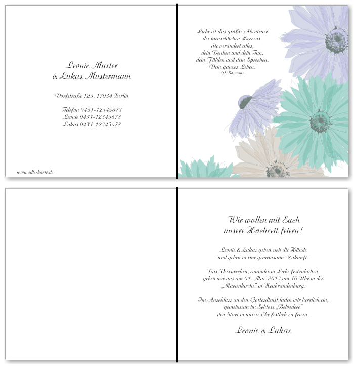  Einladungskarten Hochzeit, Hochzeitseinladungen, Hochzeitskarten, Einladungen f&uuml;r Hochzeit