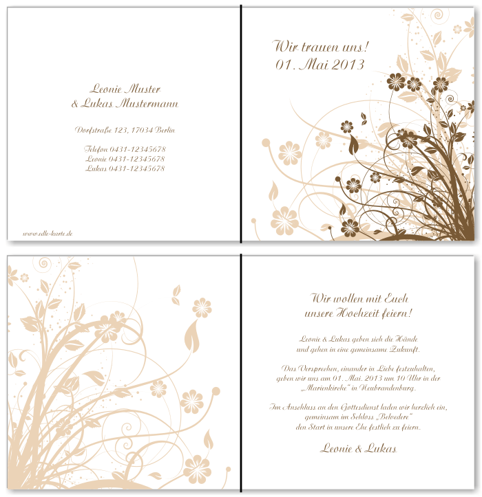  Einladungskarten Hochzeit, Hochzeitseinladungen, Hochzeitskarten, Einladungen f&uuml;r Hochzeit