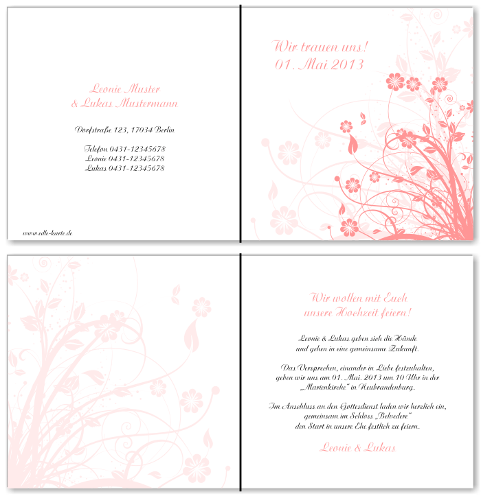  Einladungskarten Hochzeit, Hochzeitseinladungen, Hochzeitskarten, Einladungen f&uuml;r Hochzeit