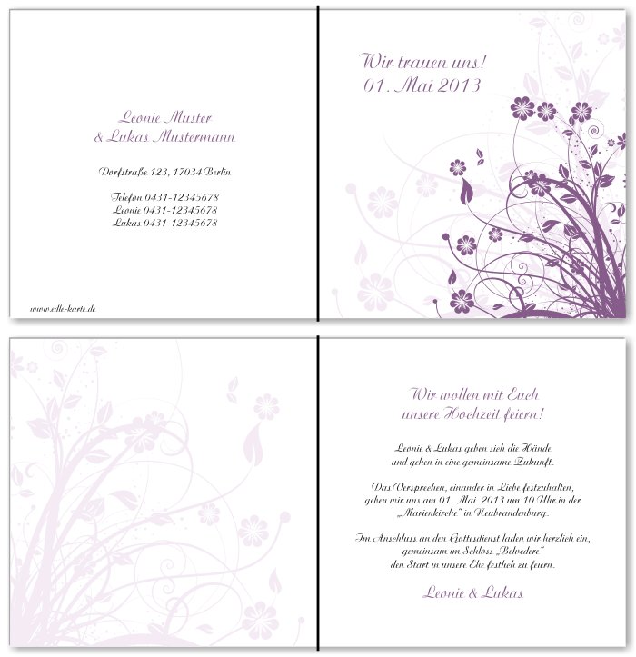  Einladungskarten Hochzeit, Hochzeitseinladungen, Hochzeitskarten, Einladungen f&uuml;r Hochzeit