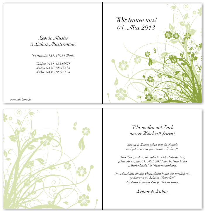  Einladungskarten Hochzeit, Hochzeitseinladungen, Hochzeitskarten, Einladungen f&uuml;r Hochzeit