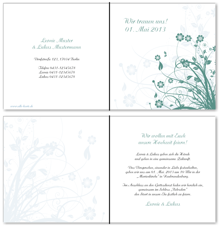  Einladungskarten Hochzeit, Hochzeitseinladungen, Hochzeitskarten, Einladungen f&uuml;r Hochzeit