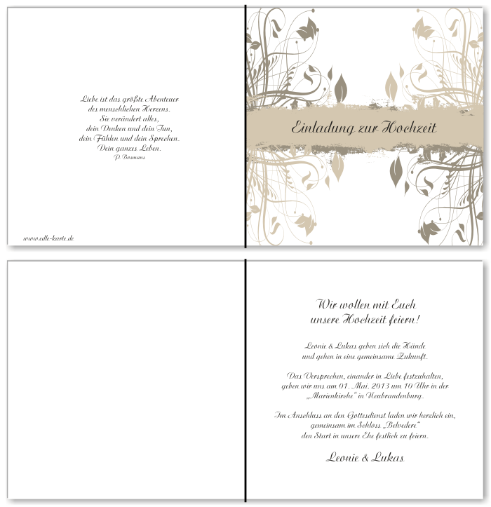  Einladungskarten Hochzeit, Hochzeitseinladungen, Hochzeitskarten, Einladungen f&uuml;r Hochzeit