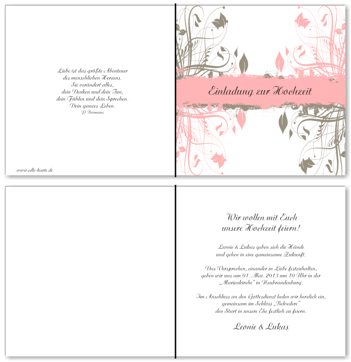  Einladungskarten Hochzeit, Hochzeitseinladungen, Hochzeitskarten, Einladungen f&uuml;r Hochzeit