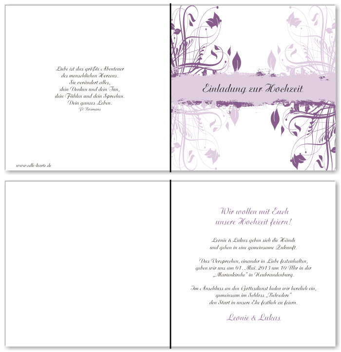  Einladungskarten Hochzeit, Hochzeitseinladungen, Hochzeitskarten, Einladungen f&uuml;r Hochzeit