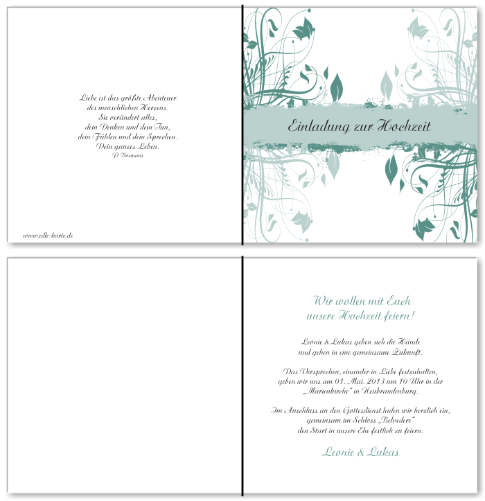  Einladungskarten Hochzeit, Hochzeitseinladungen, Hochzeitskarten, Einladungen f&uuml;r Hochzeit