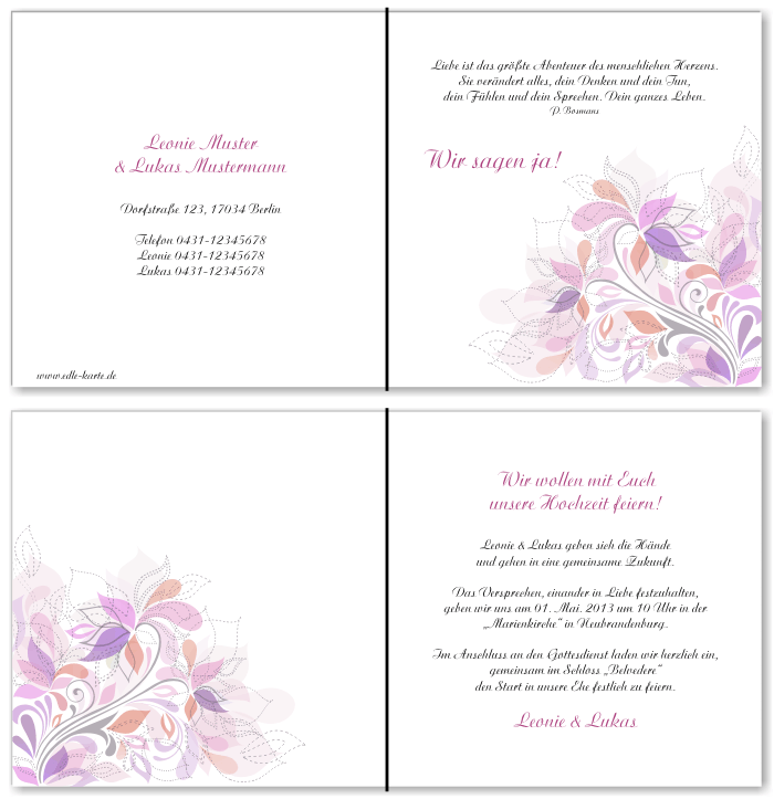  Einladungskarten Hochzeit, Hochzeitseinladungen, Hochzeitskarten, Einladungen f&uuml;r Hochzeit