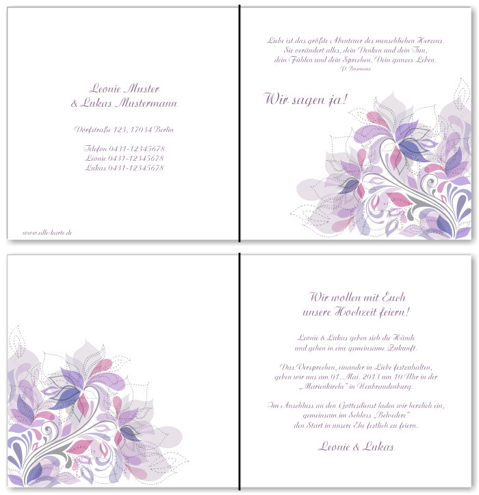  Einladungskarten Hochzeit, Hochzeitseinladungen, Hochzeitskarten, Einladungen f&uuml;r Hochzeit