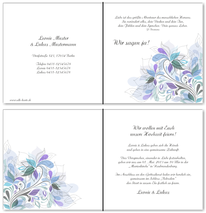  Einladungskarten Hochzeit, Hochzeitseinladungen, Hochzeitskarten, Einladungen f&uuml;r Hochzeit