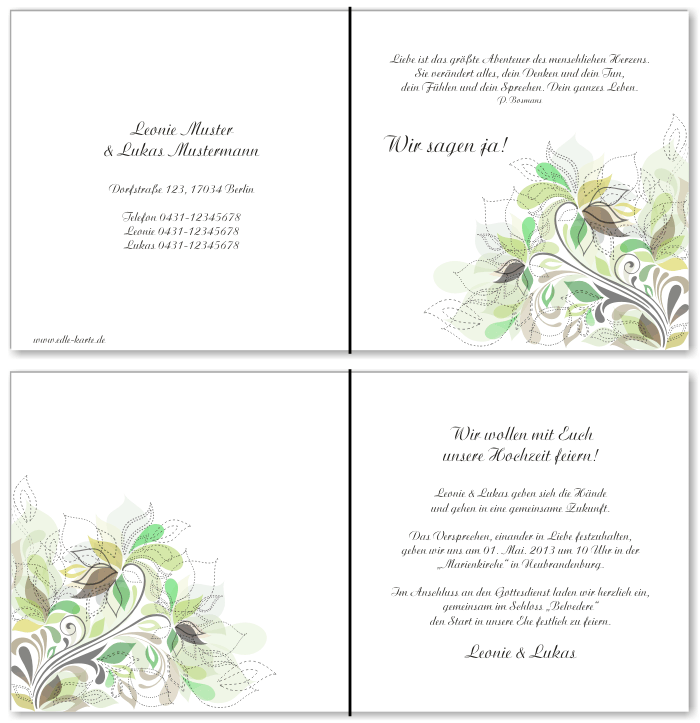  Einladungskarten Hochzeit, Hochzeitseinladungen, Hochzeitskarten, Einladungen f&uuml;r Hochzeit