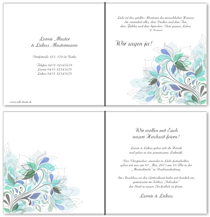  Einladungskarten Hochzeit, Hochzeitseinladungen, Hochzeitskarten, Einladungen f&uuml;r Hochzeit