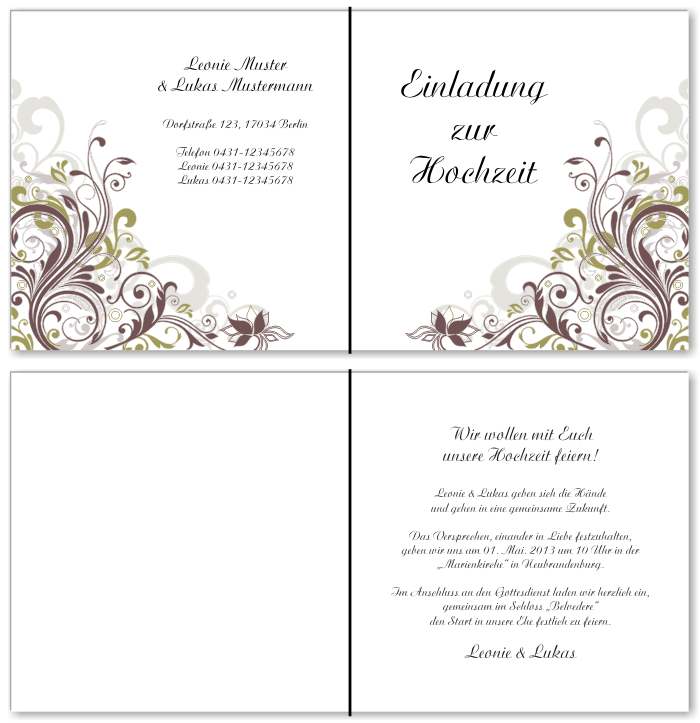  Einladungskarten Hochzeit, Hochzeitseinladungen, Hochzeitskarten, Einladungen f&uuml;r Hochzeit