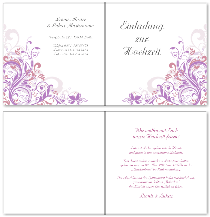  Einladungskarten Hochzeit, Hochzeitseinladungen, Hochzeitskarten, Einladungen f&uuml;r Hochzeit