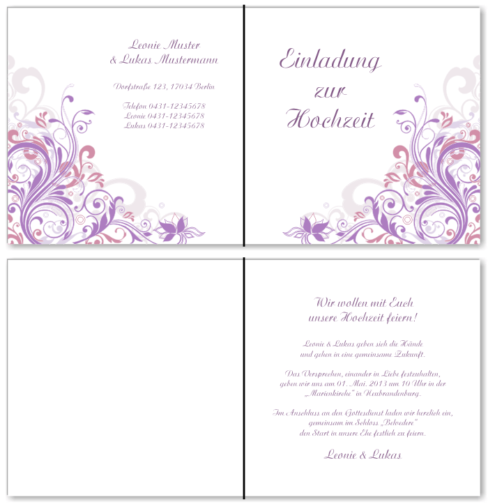  Einladungskarten Hochzeit, Hochzeitseinladungen, Hochzeitskarten, Einladungen f&uuml;r Hochzeit