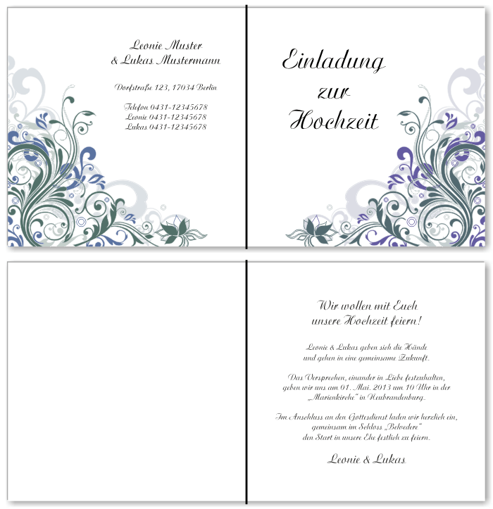  Einladungskarten Hochzeit, Hochzeitseinladungen, Hochzeitskarten, Einladungen f&uuml;r Hochzeit