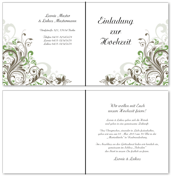  Einladungskarten Hochzeit, Hochzeitseinladungen, Hochzeitskarten, Einladungen f&uuml;r Hochzeit