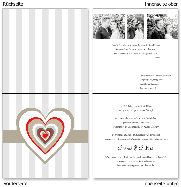  Einladungskarten Hochzeit, Hochzeitseinladungen, Hochzeitskarten, Einladungen f&uuml;r Hochzeit