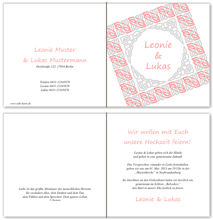  Einladungskarten Hochzeit, Hochzeitseinladungen, Hochzeitskarten, Einladungen f&uuml;r Hochzeit