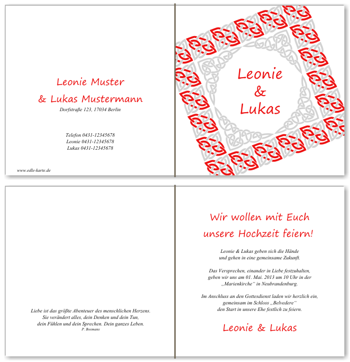  Einladungskarten Hochzeit, Hochzeitseinladungen, Hochzeitskarten, Einladungen f&uuml;r Hochzeit
